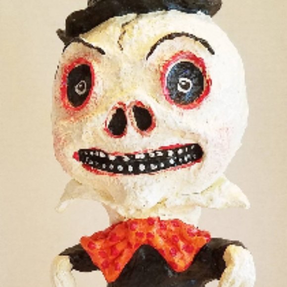 HALLOWEEN SKULL Folk Art Debra Schoch Paper Mache - Picture 5 of 14